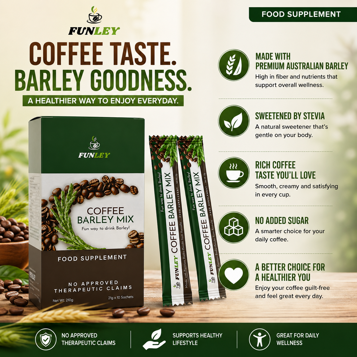FUNLEY™COFFEE with PREMIUM BARLEY GRASS