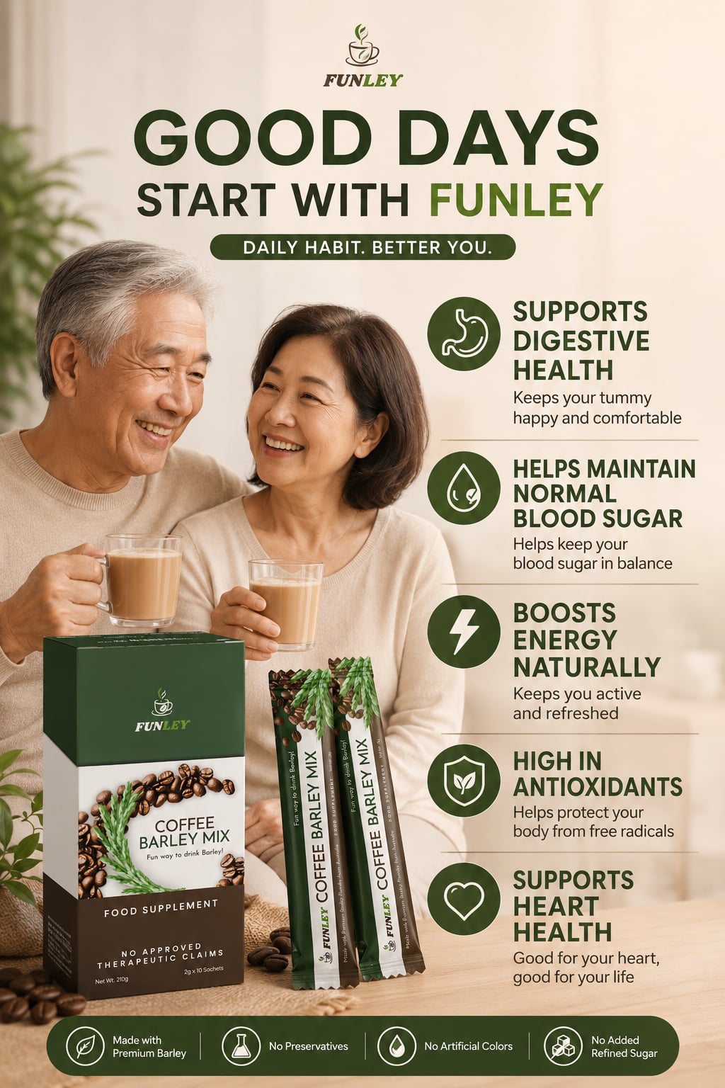 FUNLEY™COFFEE with PREMIUM BARLEY GRASS