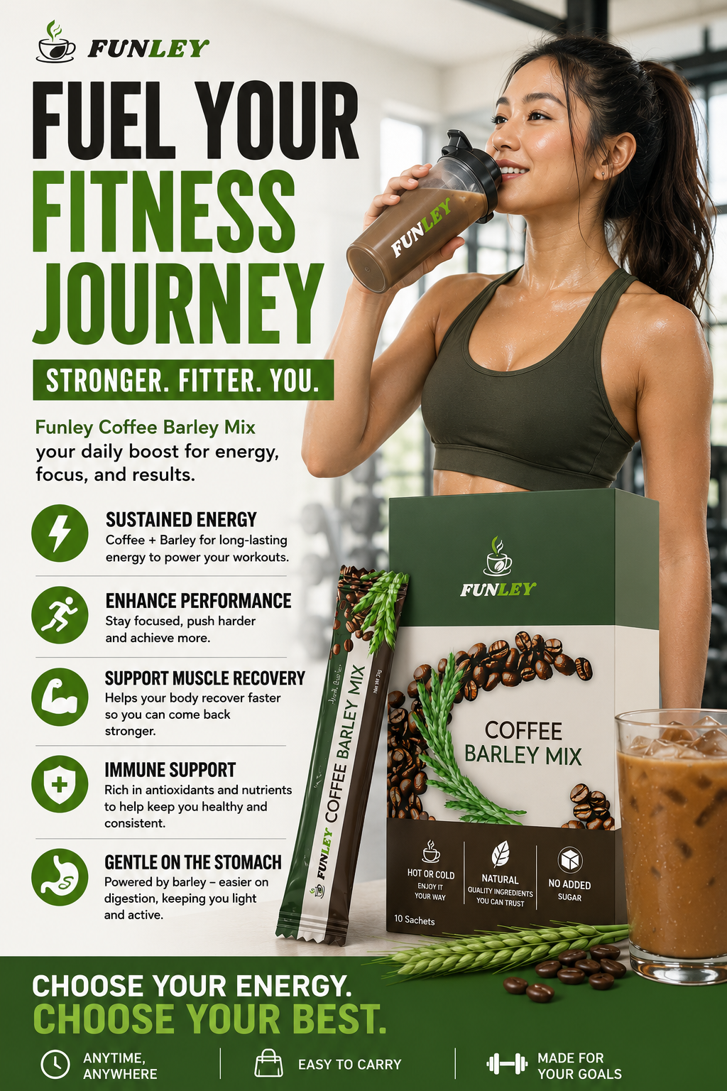 FUNLEY™COFFEE with PREMIUM BARLEY GRASS